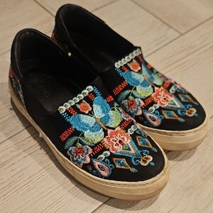 Johnny Was Black Embroidered Flats